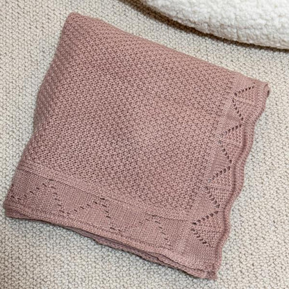 Comfy Knitted Baby Blanket in Blush Pink